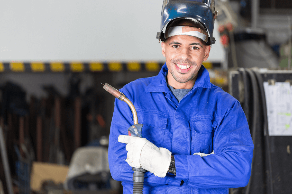 young male welder